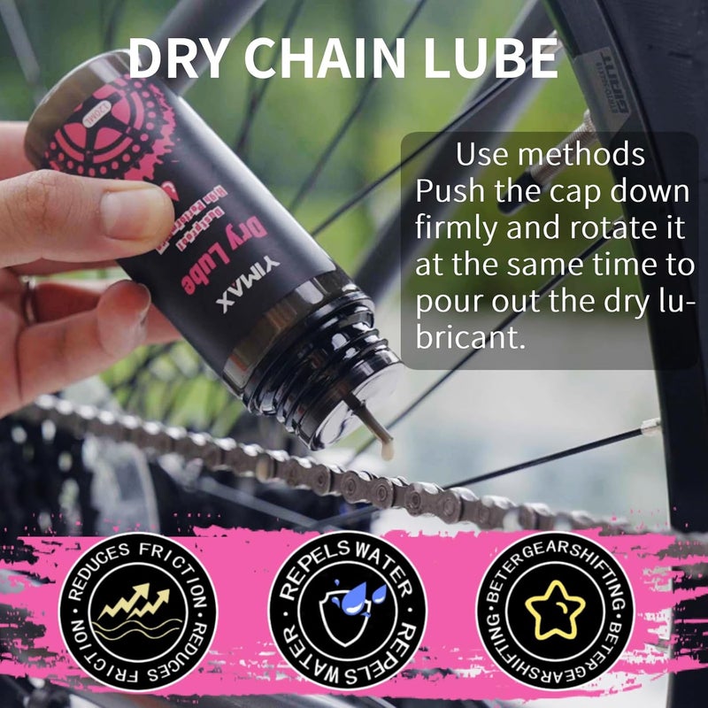 YIMAX Bike Chain Cleaner Set, Bike Cleaners Bicycle Cleaning Kit 120ML Dry Chain Lube and 500ML Cleaning Spray Bike Chain Lubricant with Brushes Cycling Maintenance, Suitable for All Types of Bike - Image 3